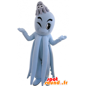 Mascotte de pieuvre bleue, géante. Mascotte de poulpe - MASFR031487 - Mascottes de l'océan