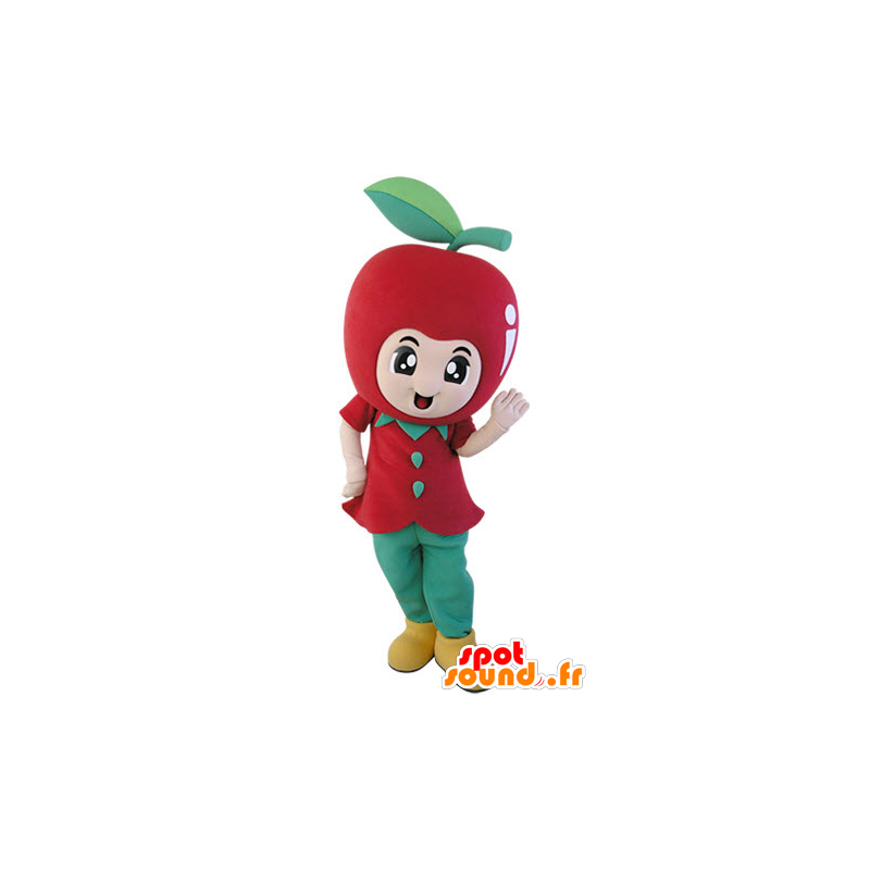 Gigante mascotte mela rossa. mascotte della frutta - MASFR031489 - Mascotte di frutta