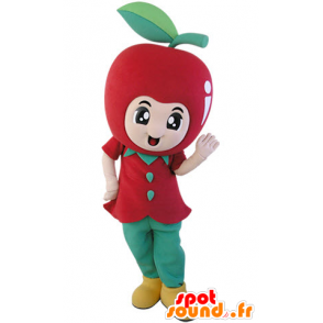 Riesigen roten Apfel Maskottchen. Mascot Obst - MASFR031489 - Obst-Maskottchen