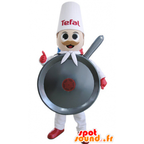 Mascot jättiläinen pannulla, kokki - MASFR031491 - Mascottes d'objets