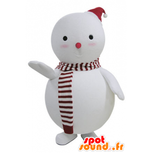 White and Red Snowman Mascot - MASFR031494 - Human mascots