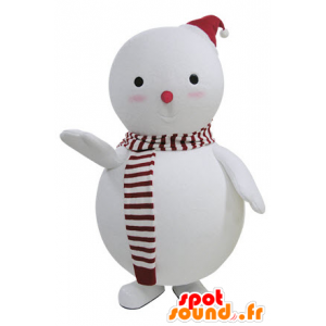 Hvid og rød snemand maskot - Spotsound maskot kostume