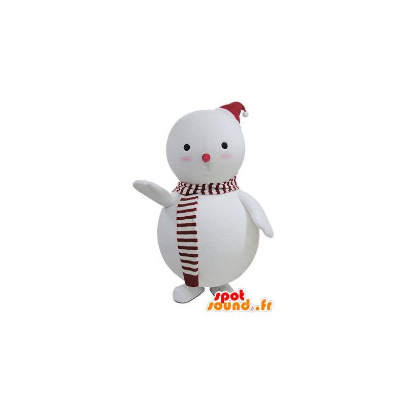 White and Red Snowman Mascot - MASFR031494 - Man Maskoti