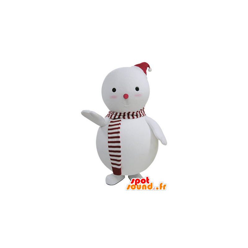 Wit en rood Sneeuwman Mascot - MASFR031494 - man Mascottes