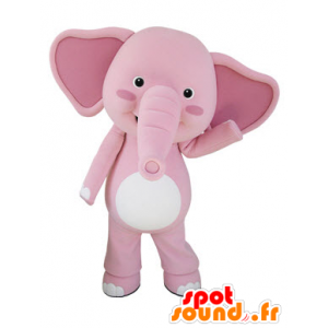 Maskotti vaaleanpunainen ja valkoinen elefantti, jättiläinen - MASFR031500 - Elephant Mascot