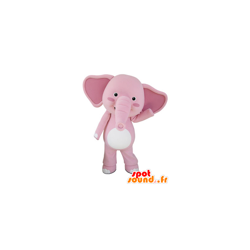 Mascot of pink and white elephant, giant - MASFR031500 - Elephant mascots