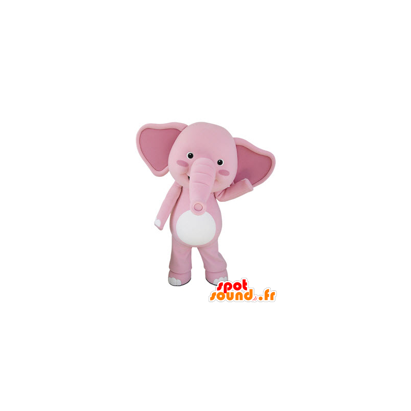 Mascotte d'éléphant rose et blanc, géant - MASFR031500 - Mascottes Elephant