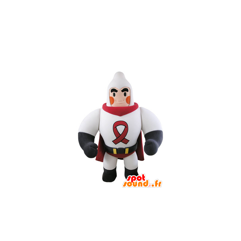 Muscular superhero mascot dressed in white and red - MASFR031502 - Superhero mascot