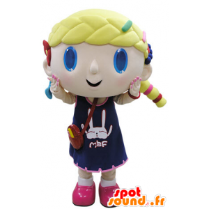 Maskotka blond dziewczyna z niebieskimi oczami - MASFR031506 - Maskotki Boys and Girls