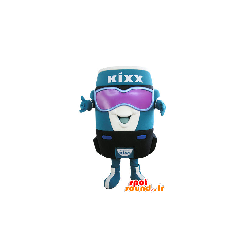 Mascot blau und rot kann, heiter - MASFR031507 - Maskottchen von Objekten