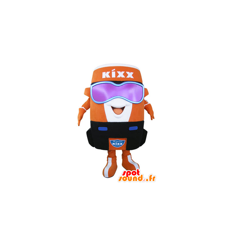 Mascot orange og hvid dåse, meget smilende - Spotsound maskot