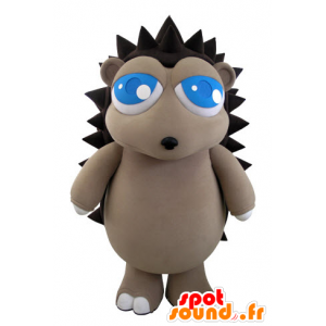 Mascotte de hérisson gris et marron avec de jolis yeux bleus - MASFR031511 - Mascottes Hérisson