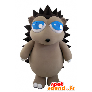 Mascot grijze en bruine egel met mooie blauwe ogen - MASFR031511 - mascottes Hedgehog
