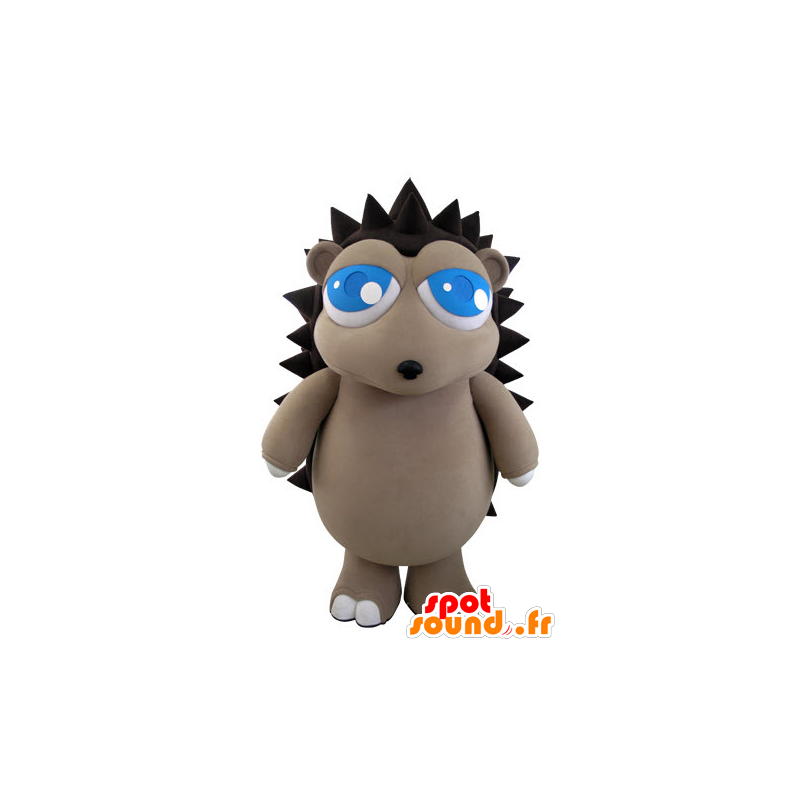 Mascotte de hérisson gris et marron avec de jolis yeux bleus - MASFR031511 - Mascottes Hérisson