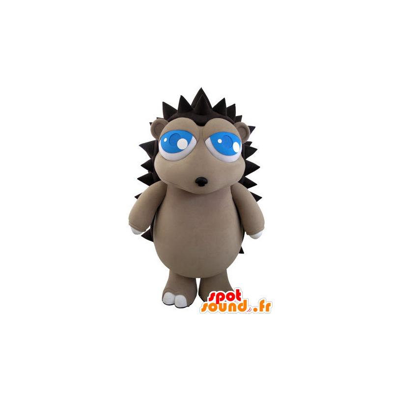 Mascotte grigio e riccio marrone con begli occhi azzurri - MASFR031511 - Mascotte Hedgehog