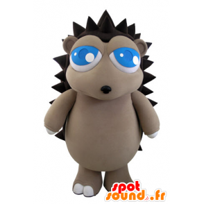 Mascot grau und braun Igel mit hübschen blauen Augen - MASFR031511 - Maskottchen-Igel