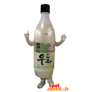 Bottle mascot of beige plastic, yellow and pink - MASFR031513 - Mascots bottles