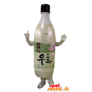 Bottle mascot of beige plastic, yellow and pink - MASFR031513 - Mascots bottles