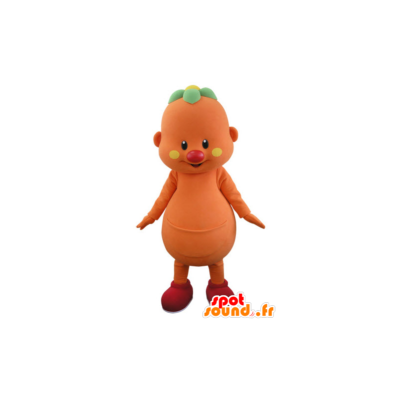 Mascotte de bonhomme orange avec une fleur sur la tête - MASFR031514 - Mascottes Homme