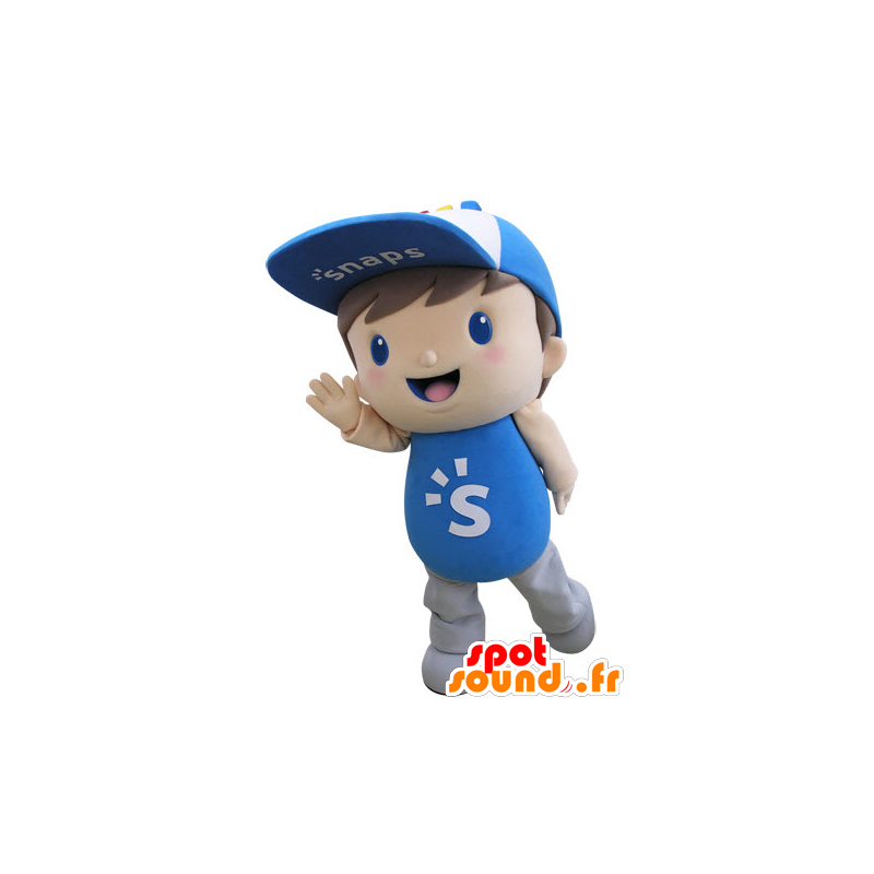 Mascotte d'enfant habillé en bleu avec une casquette - MASFR031518 - Mascottes Enfant