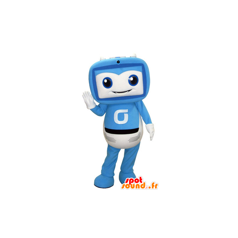 TV Mascot, laajakuva, sininen ja valkoinen - MASFR031522 - Mascottes d'objets