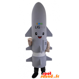 Mascotte de missile, de fusée grise, géante - MASFR031525 - Mascottes d'objets