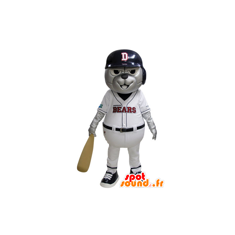Grizzlies maskot oblečený v modré a bílé baseball - MASFR031530 - Bear Mascot