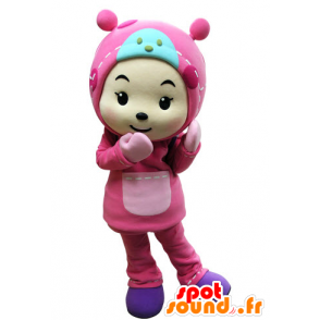 Kindermaskottchen kleidete alle im Rosa mit einer Haube - MASFR031535 - Maskottchen-Kind