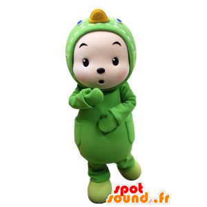 Børnemaskot forklædt som en grøn and - Spotsound maskot kostume