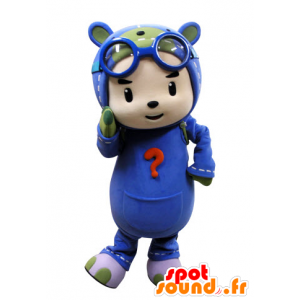 Mascotte d'enfant déguisé en parachutiste. Mascotte de pilote - MASFR031537 - Mascottes Enfant