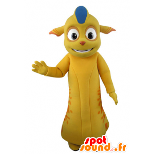 Giallo mostro mascotte e arancione con le orecchie a punta - MASFR031540 - Mascotte di mostri