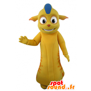 Mascote monstro amarelo e laranja com orelhas pontudas - MASFR031540 - mascotes monstros