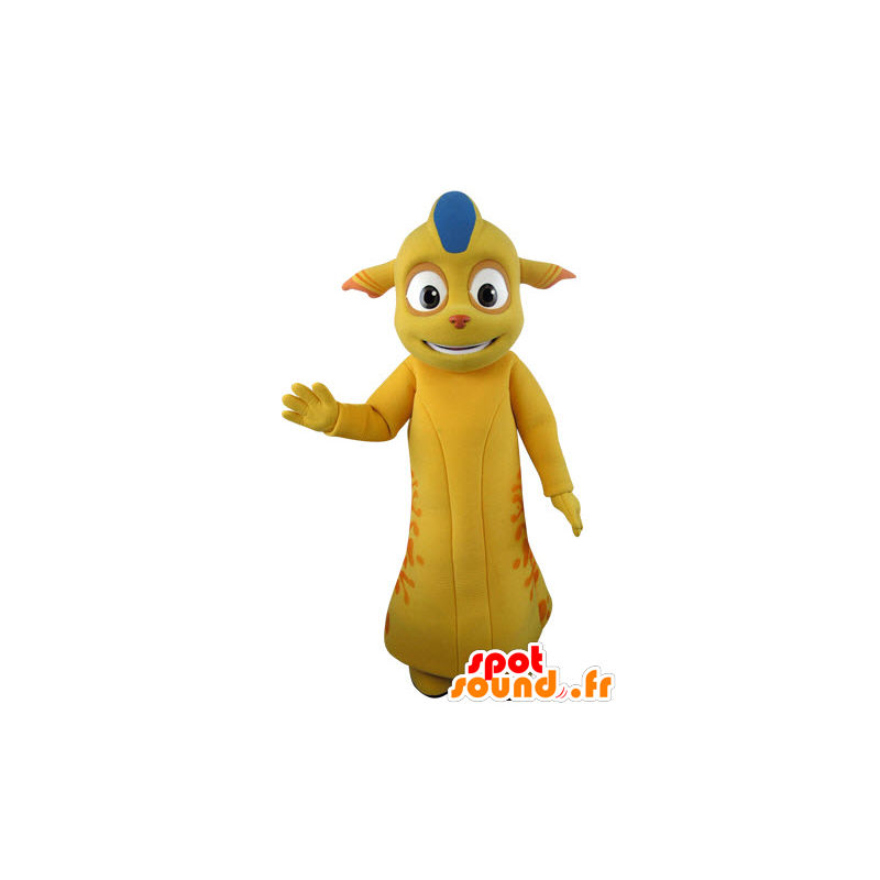 Giallo mostro mascotte e arancione con le orecchie a punta - MASFR031540 - Mascotte di mostri