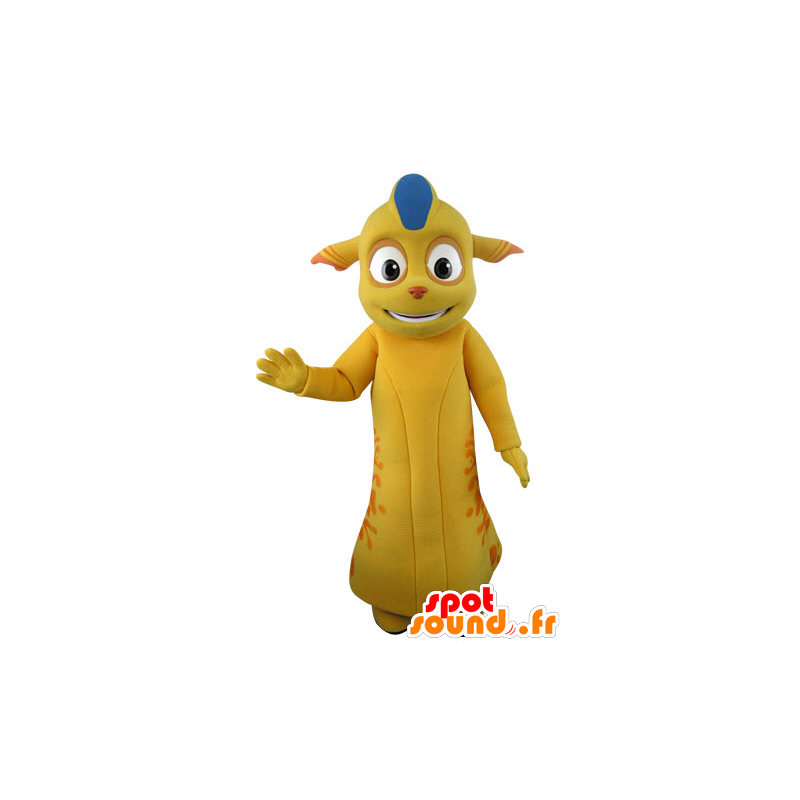 Mascote monstro amarelo e laranja com orelhas pontudas - MASFR031540 - mascotes monstros
