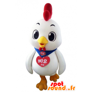 Gallina mascotte, bianco e gallo rosso, gigante - MASFR031541 - Mascotte di galline pollo gallo