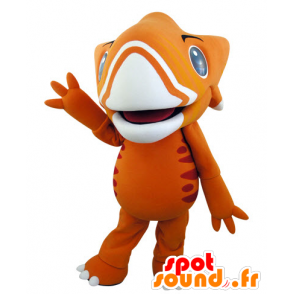 Orange and yellow dinosaur mascot, very impressive - MASFR031542 - Mascots dinosaur