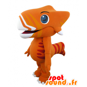 Orange och gul dinosaurimaskot, mycket imponerande - Spotsound