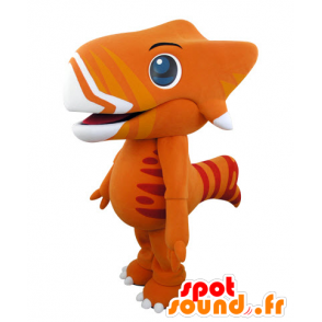 Oranje en gele dinosaurus mascotte, zeer indrukwekkend - MASFR031542 - Dinosaur Mascot