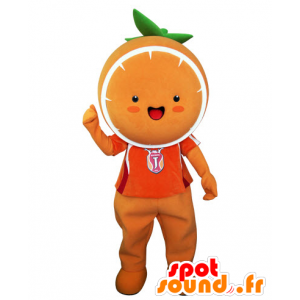 Giant orange mascot. Tangerine mascot - MASFR031543 - Fruit mascot