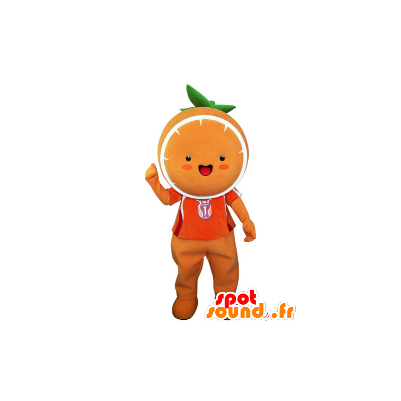 Mascotte d'orange géante. Mascotte de mandarine - MASFR031543 - Mascotte de fruits