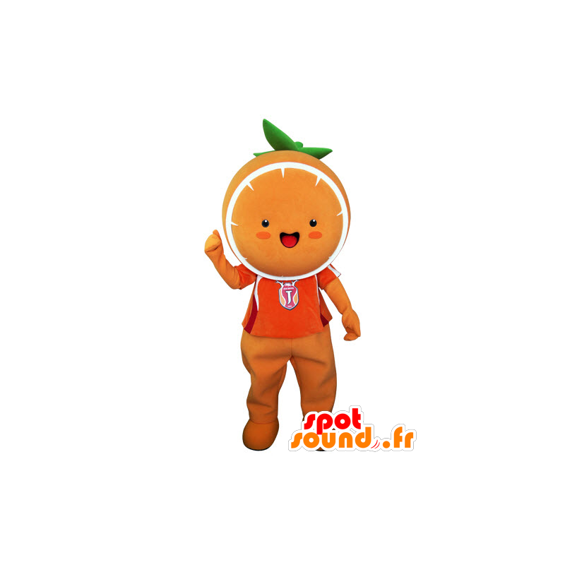 Mascot laranja gigante. Mandarim Mascot - MASFR031543 - frutas Mascot