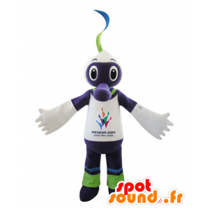 Mascotte de créature violette, blanche et verte - MASFR031545 - Mascottes de monstres