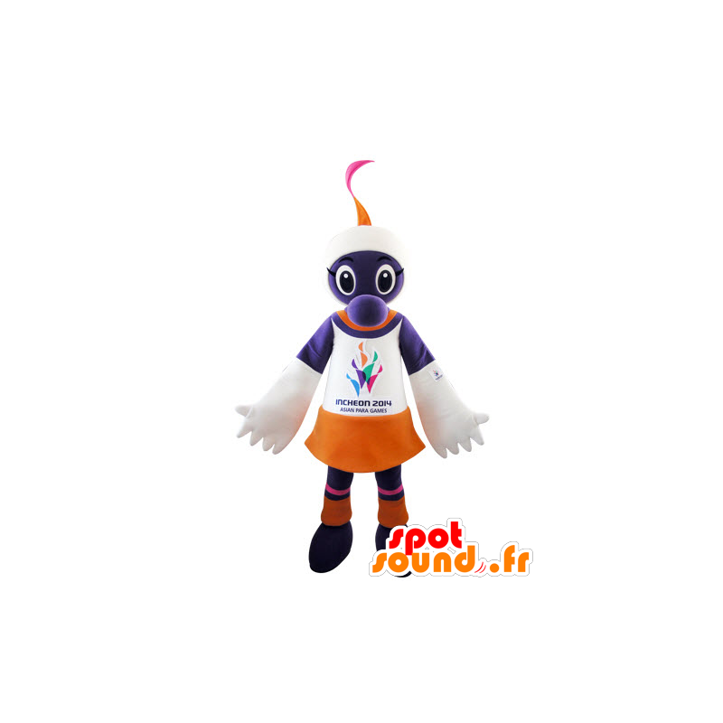 Violet schepsel mascotte, wit en oranje - MASFR031546 - mascottes monsters