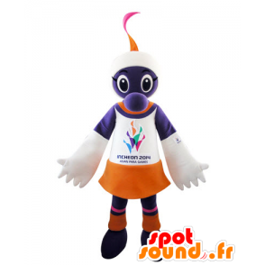 Fialový tvor maskot, bílá a oranžová - MASFR031546 - Maskoti netvoři