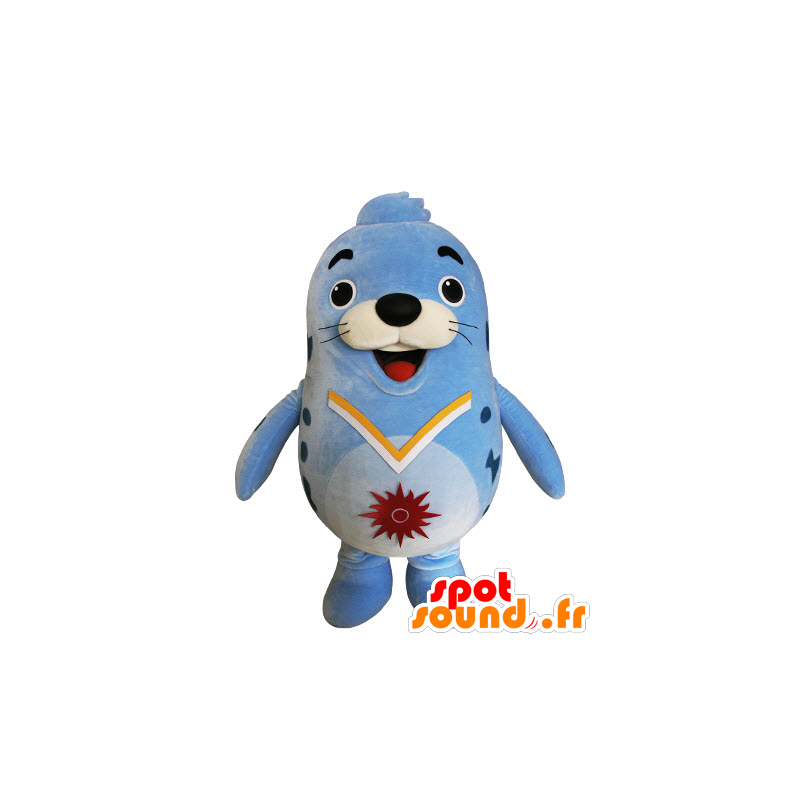 Blå sjölejonmaskot, fyllig och rolig säl - Spotsound maskot