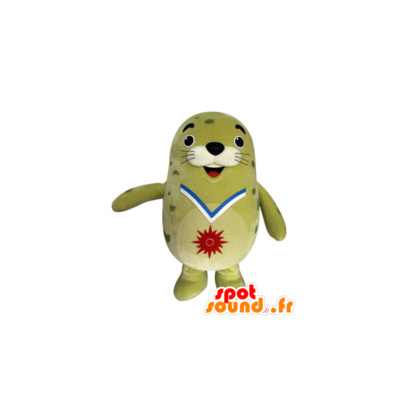 Mascotte d'otarie verte, de phoque dodu et drôle - MASFR031548 - Mascottes Phoque