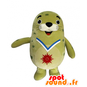 Mascotte d'otarie verte, de phoque dodu et drôle - MASFR031548 - Mascottes Phoque