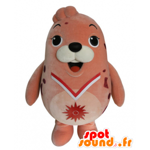 Mascot roze zeeleeuw, mollig en grappige seal - MASFR031549 - mascottes Seal