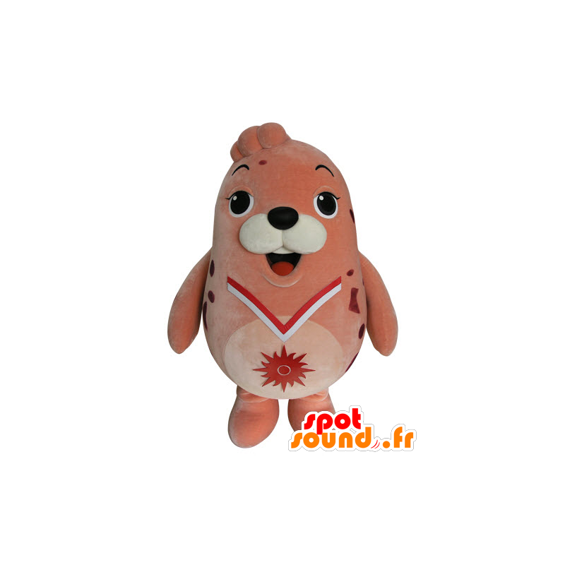 Maskot růžový lachtan, baculatá a zábavný těsnění - MASFR031549 - maskoti Seal