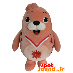 Mascot roze zeeleeuw, mollig en grappige seal - MASFR031549 - mascottes Seal